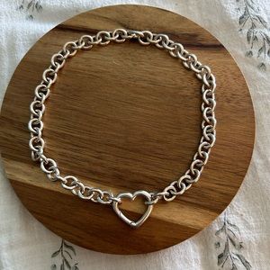 Genuine Tiffany & Co Sterling Silver 925 Heart Clasp Necklace Choker 17"